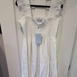 Hill House White Smocked Sundress with Ruffle Straps